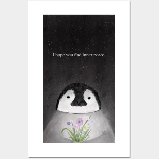 I hope you find inner peace, penguin love, wild flowers, spirt animal, valentines Posters and Art